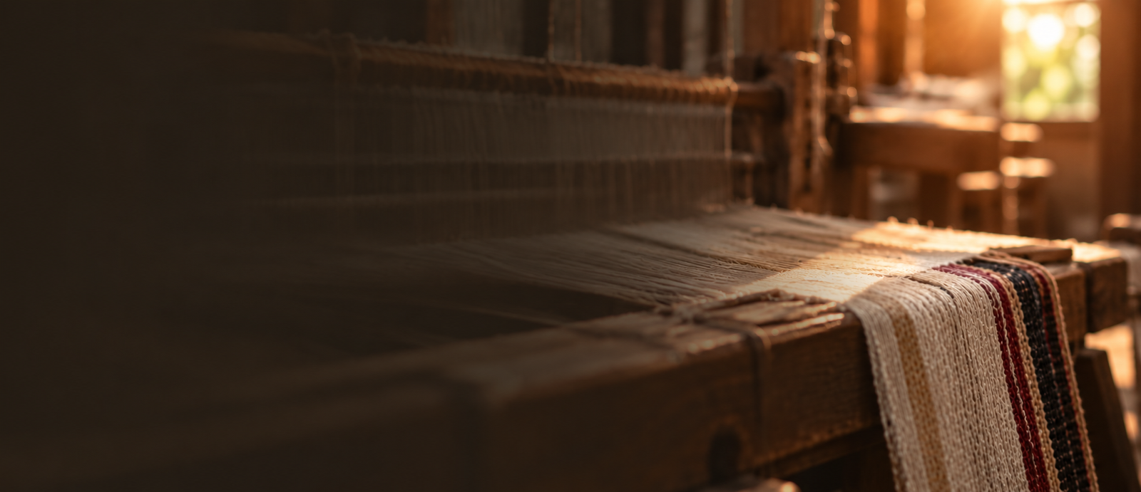 Burgula handloom unit loom frame and woven textile